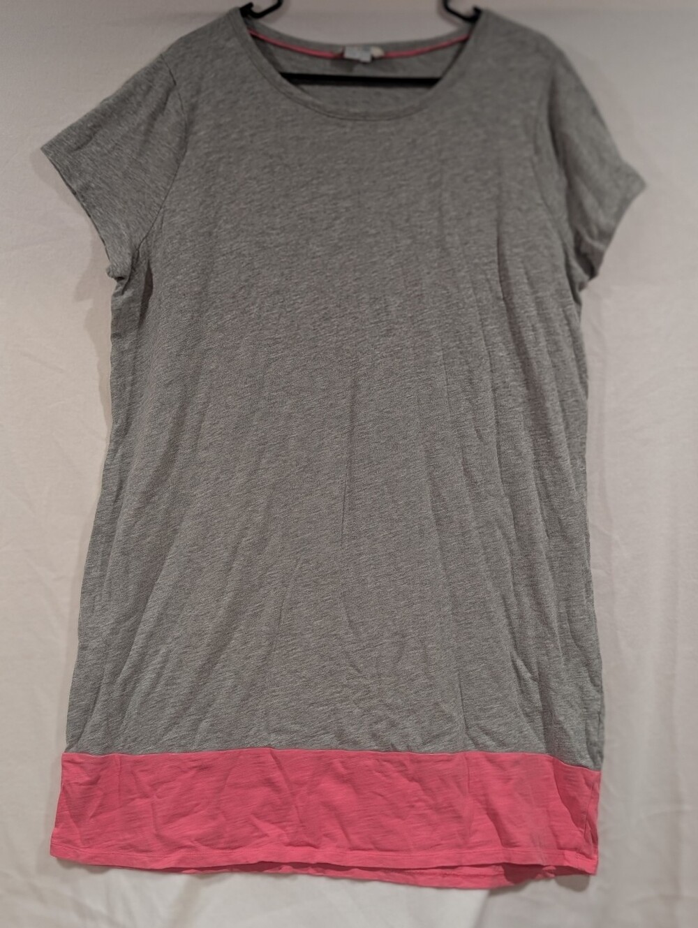 Boden Women's Gray & Pink T-Shirt Dress Colorblock  100% Cotton Size 16 Tennis